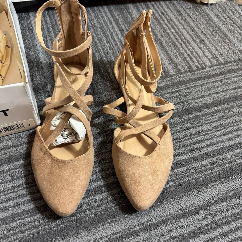 Report Bree Camel Faux Suede Pointed Toe Flats Si… - image 3